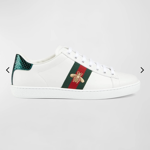 Gucci Bee Embroidered Ace Sneakers EU 39 US 9 White Leather Low Top Shoe - Picture 1 of 13